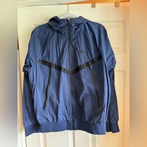 Nike Navy Blue Hooded Windbreaker with Black Trim